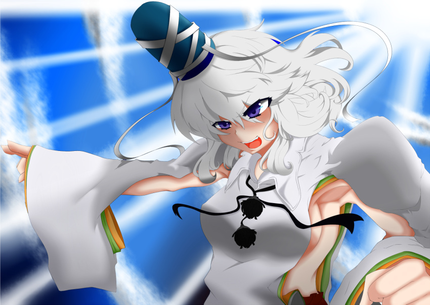 blue_eyes, hat, japanese_clothes, mononobe_no_futo, moto_jukensei, solo, tate_eboshi, touhou