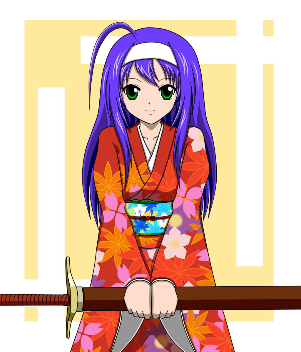 ahoge, blue_hair, fire_emblem, fire_emblem_path_of_radiance, fire_emblem_radiant_dawn, green_eyes, hairband, japanese_clothes