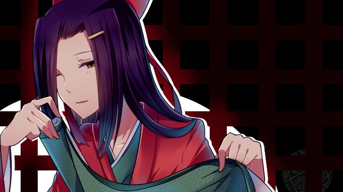 hands, kasugano_tsubaki, mirai_nikki, nodokuroame, purple_hair, solo, wink