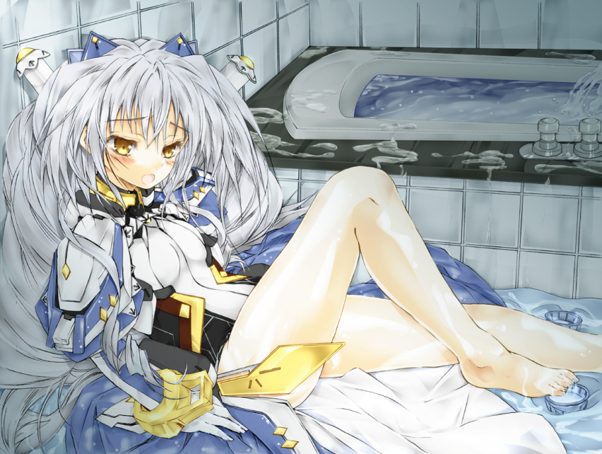 barefoot, bath, bodysuit, feet, flat_chest, hasshin_aki_ichi, kyoukai_senjou_no_horizon, long_hair