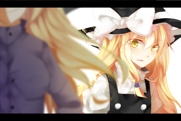 blonde_hair, blurry, close-up, depth_of_field, dual_persona, kirisame_marisa, kirisame_marisa_(pc-98), multiple_girls, shouen_kigashi, time_paradox, touhou, touhou_(pc-98)