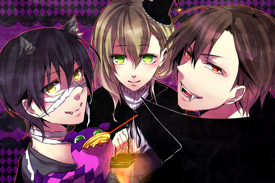 2boys, alternate_costume, alvin_(tales_of_xillia), animal_ears, bberry, black_hair, brown_eyes, brown_hair