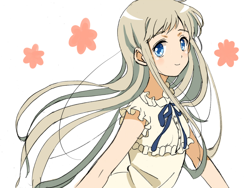 bad_id, blue_eyes, dress, honma_meiko, long_hair, osa, osa_(2011s), silver_hair