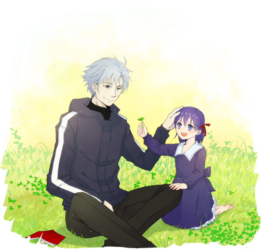 book, child, clover, dress, fate/stay_night, fate/zero, fate_(series), four-leaf_clover
