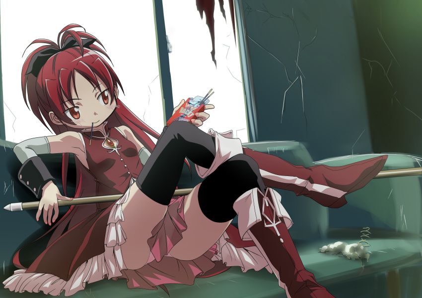 absurdres, armpits, black_legwear, boots, bow, hair_bow, highres, long_hair