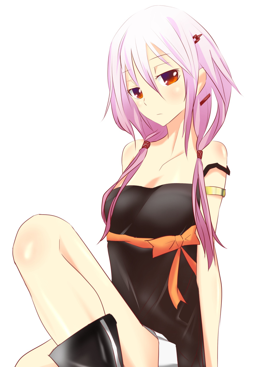 armlet, bare_shoulders, boots, guilty_crown, hair_ornament, hairclip, highres, kikyou