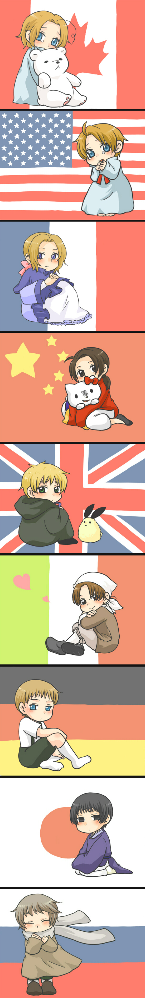 absurdres, america_(hetalia), american_flag, axis_powers_hetalia, canada_(hetalia), canadian_flag, china_(hetalia), chinese_flag