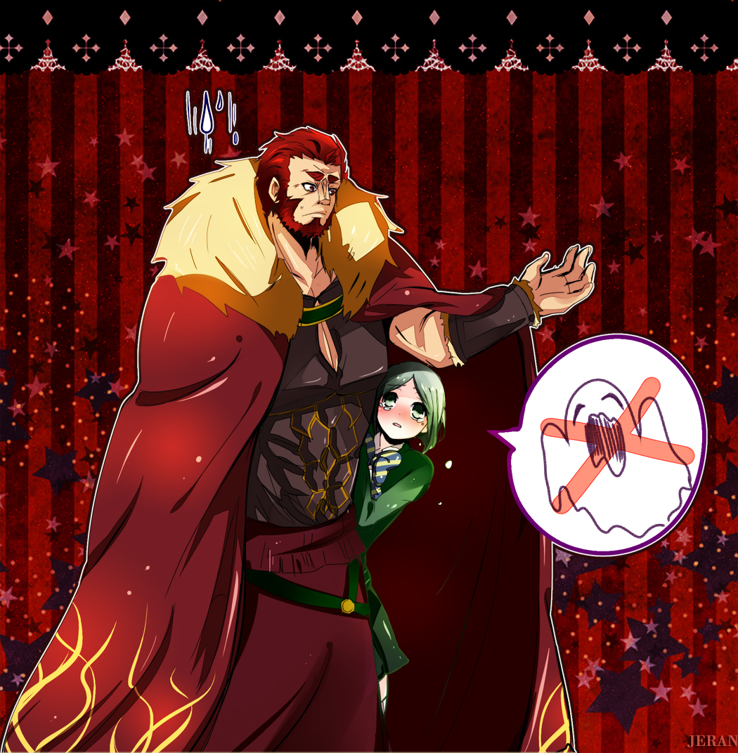 armor, beard, bob_cut, cape, facial_hair, fate/stay_night, fate/zero, fate_(series)