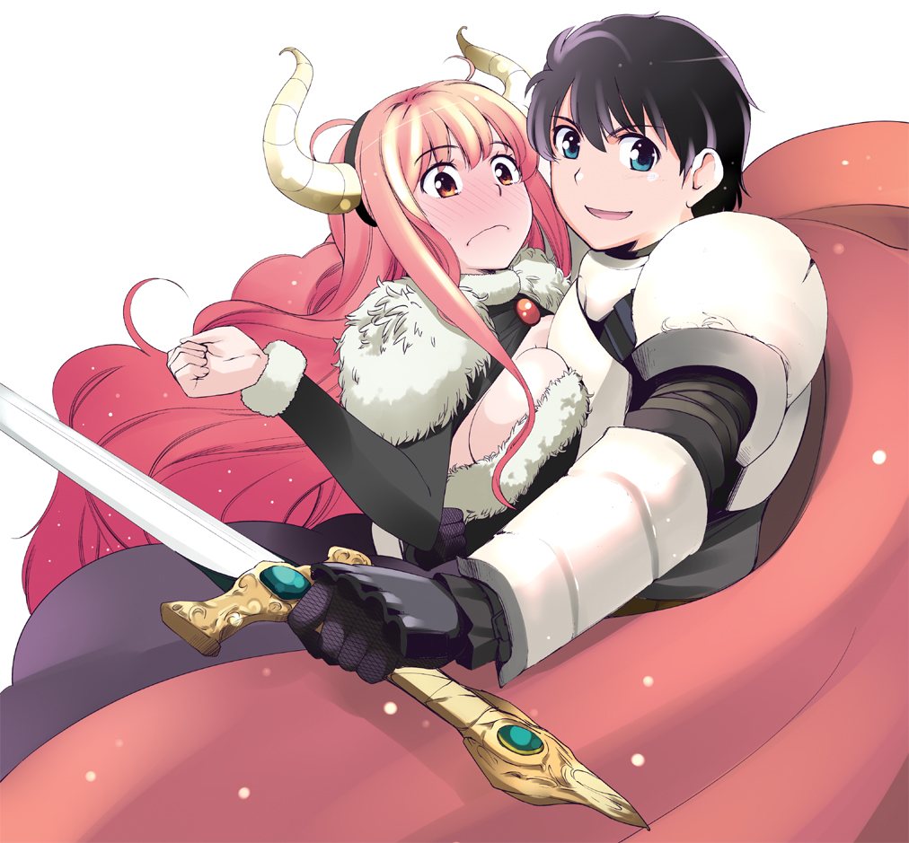 1girl, armor, black_hair, blue_eyes, blush, breast_press, breasts, brown_eyes