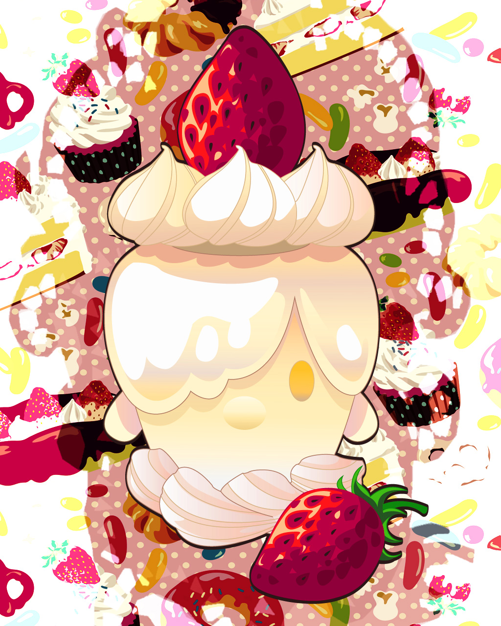cake, candle, candy, creature, dessert, doughnut, food, fruit