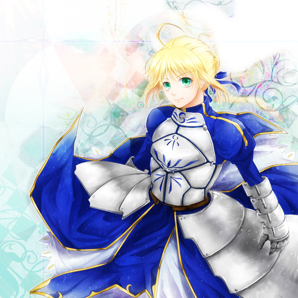 ahoge, armor, armored_dress, blonde_hair, dress, fate/stay_night, fate_(series), faulds