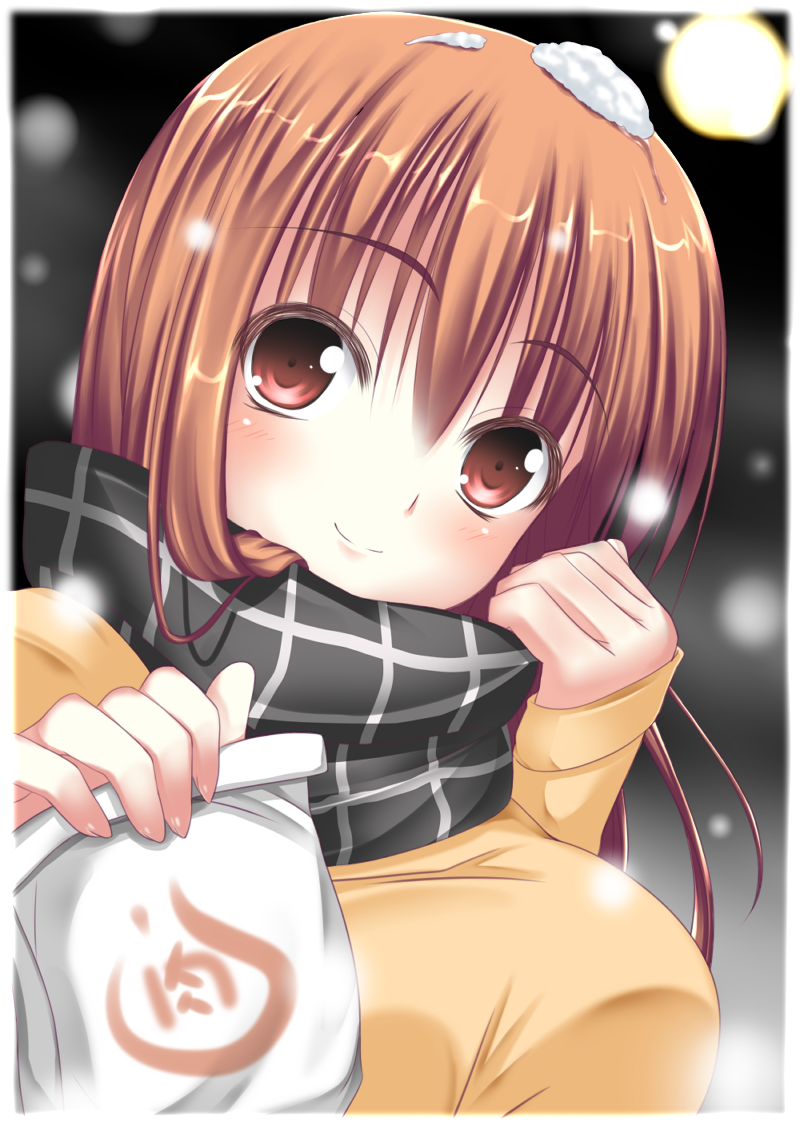 aosi_(pixiv_501017), aosi_(wasabiranzy), bag, blush, breasts, brown_eyes, brown_hair, full_moon