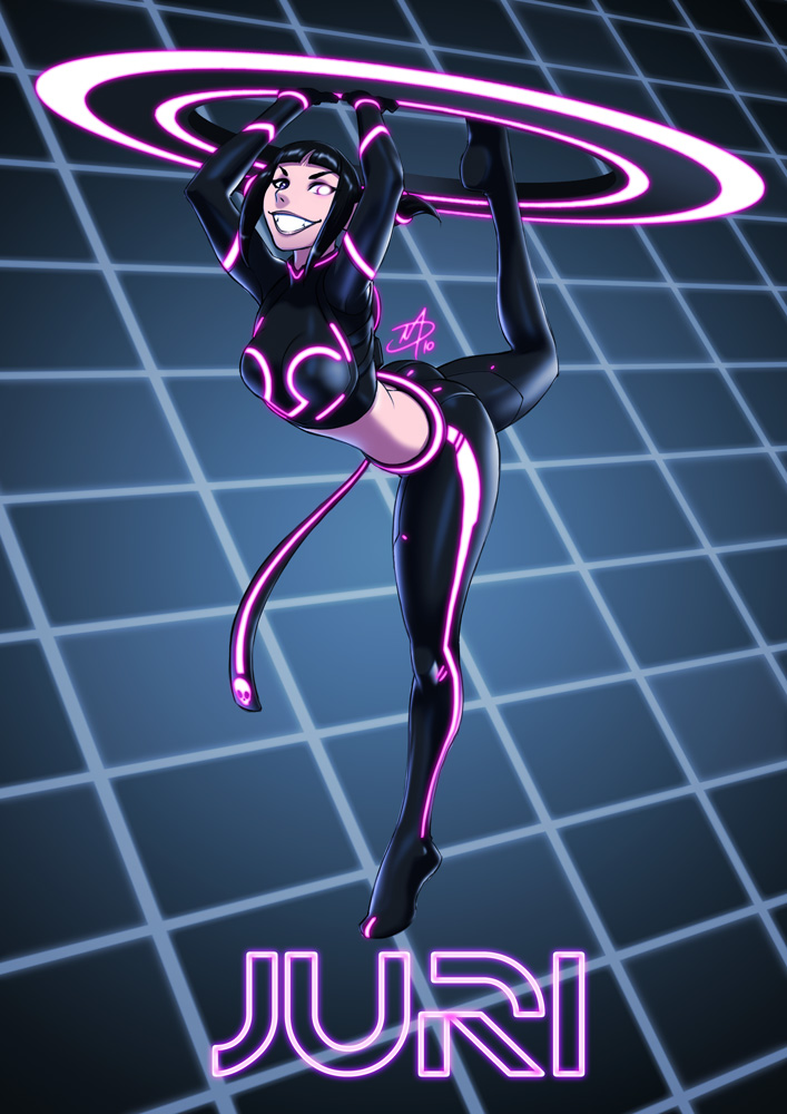 bodysuit, chakram, character_name, crossover, daniel_macgregor, disc_(tron), disney, flexible