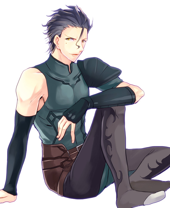 bad_id, black_hair, fate/stay_night, fate/zero, fate_(series), lancer_(fate/zero), male, mole