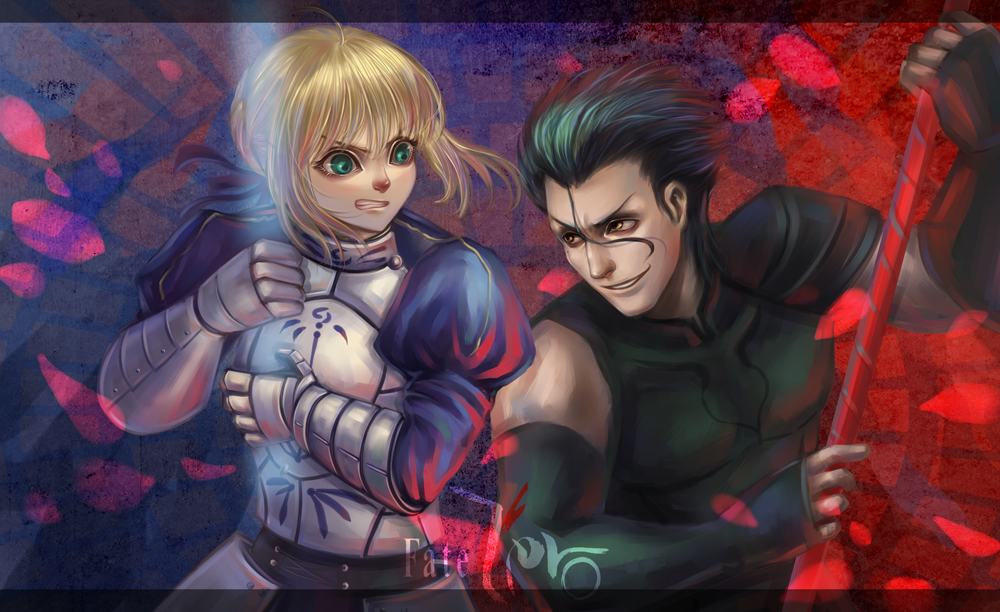 1girl, ahoge, armor, armored_dress, black_hair, blonde_hair, dress, fate/stay_night