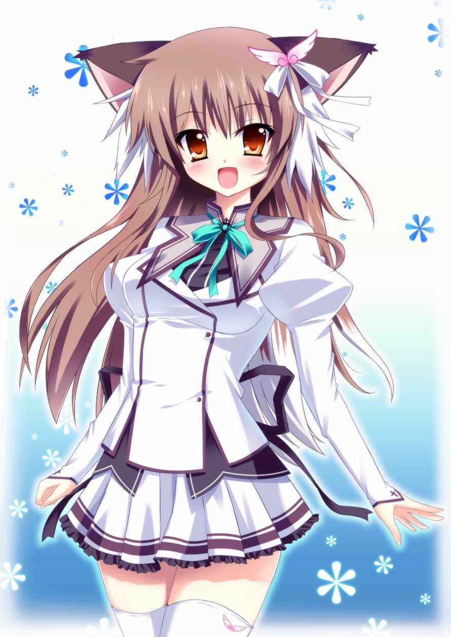 animal_ears, artist_request, blush, brown_eyes, brown_hair, cat_ears, highres, long_hair