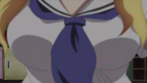 2girls, animated, animated_gif, ben-tou, blonde_hair, door, dragging, glasses