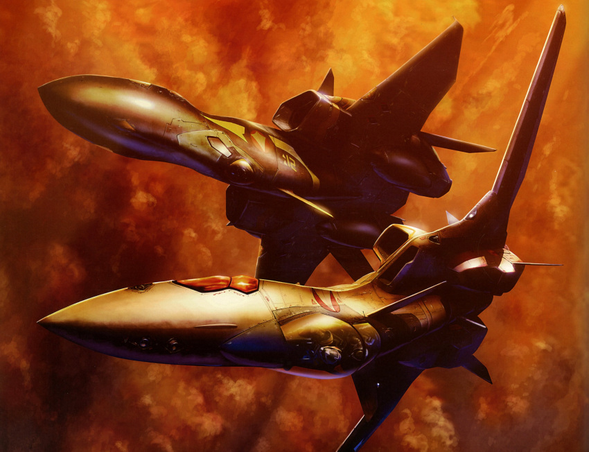 absurdres, airplane, canards, cloud, dusk, flying, guld_goa_bowman, helmet