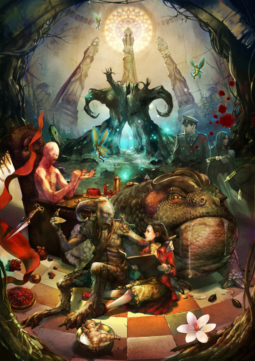 blood, bowl, chair, character_request, dagger, eyeball, faceless, fairy