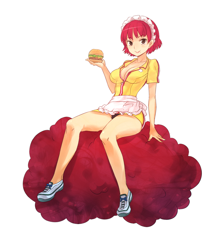 apron, black_panties, breasts, brown_eyes, catherine_(game), cleavage, dummy04, erica_anderson