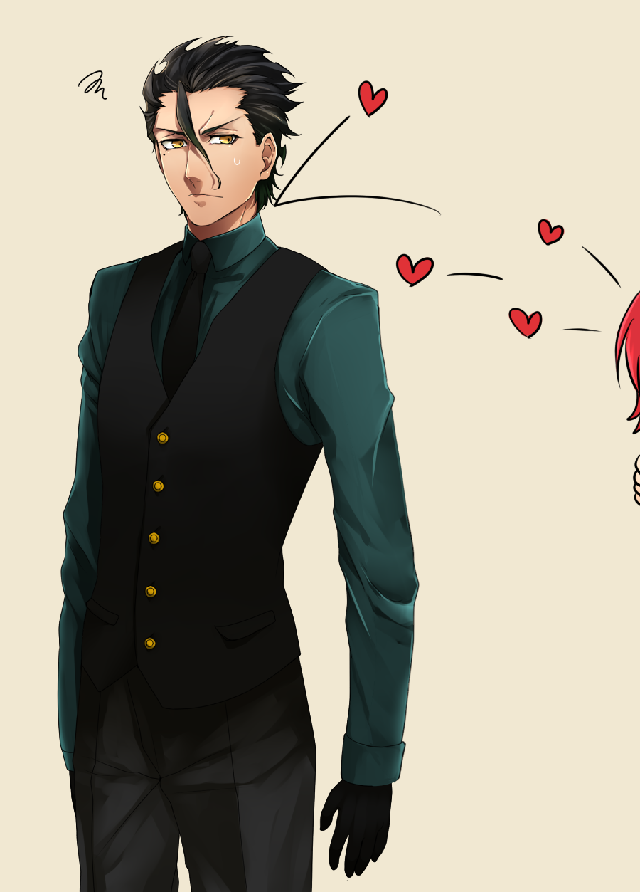 1girl, black_gloves, black_hair, fate/stay_night, fate/zero, fate_(series), formal, fujikiti