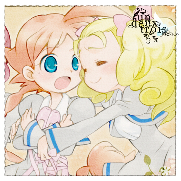 =_=, ahiru, blonde_hair, blue_eyes, bow, braid, closed_eyes, eyes_closed