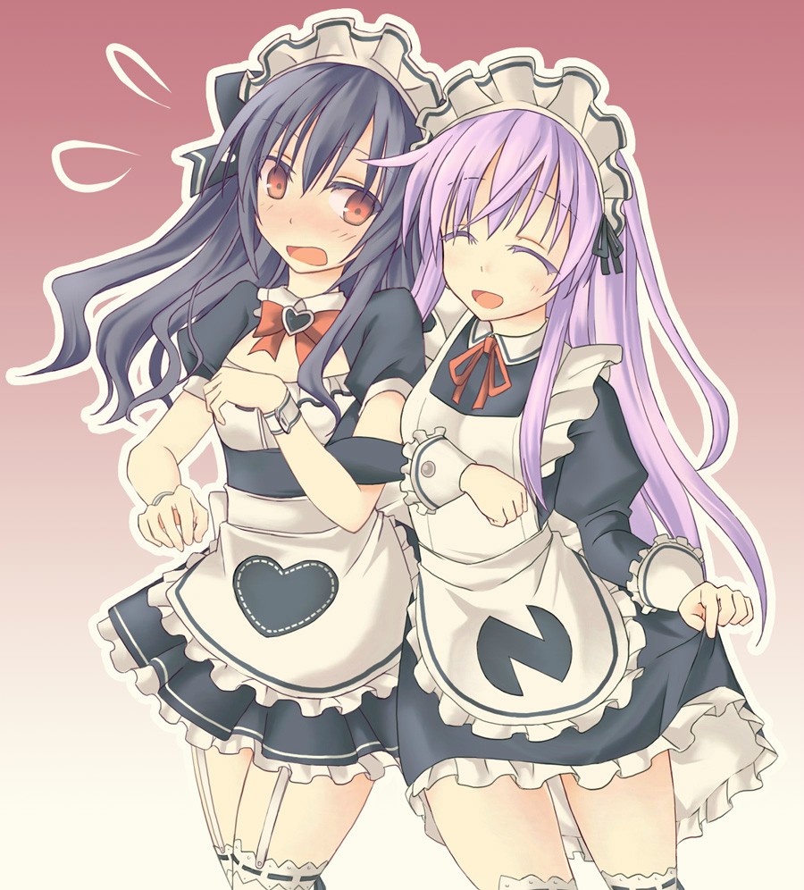 :d, black_hair, blush, choujigen_game_neptune, choujigen_game_neptune_mk2, closed_eyes, colored_eyelashes, eyes_closed