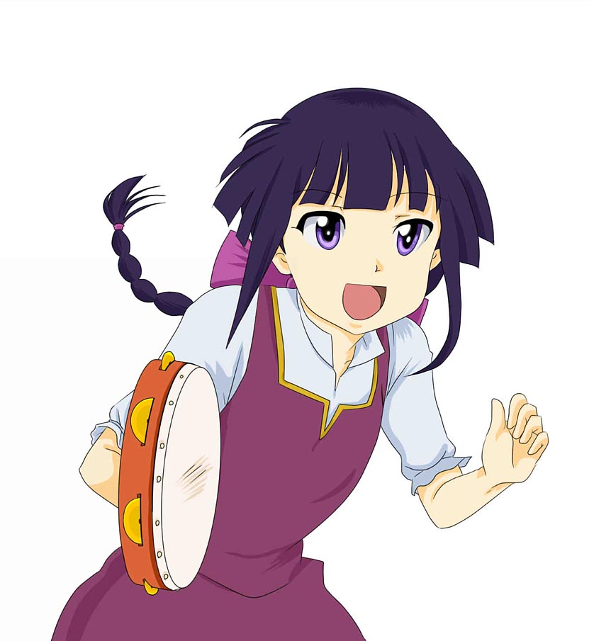 :d, black_hair, braid, dress, gundam, gundam_age, instrument, itsumo_no_you_ni_love_&amp;_peace!!