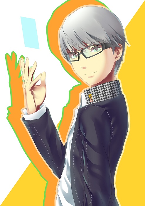 bad_id, card, dai, dai_(uhyoko1102151), glasses, grey_hair, hand_in_pocket, male