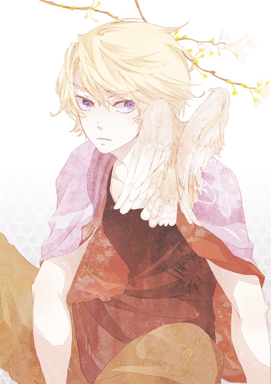 bad_id, bird, blonde_hair, chidoriya, highres, ivan_karelin, jacket, male, purple_eyes, purple_jacket, short_hair, solo, tiger_&amp;_bunny, violet_eyes