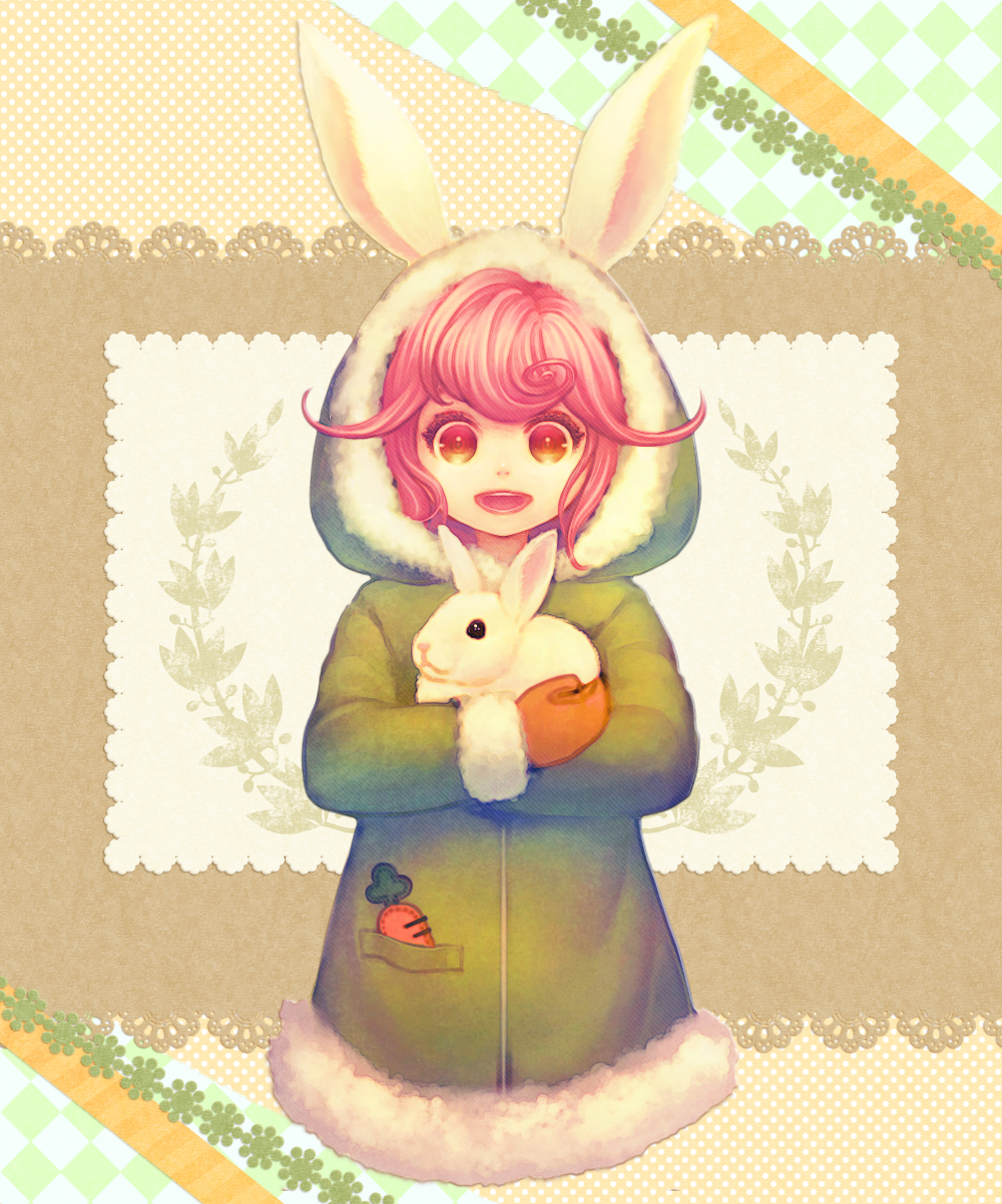 animal_ears, bunny, bunny_ears, bunny_hood, coat, copyright_request, highres, mittens