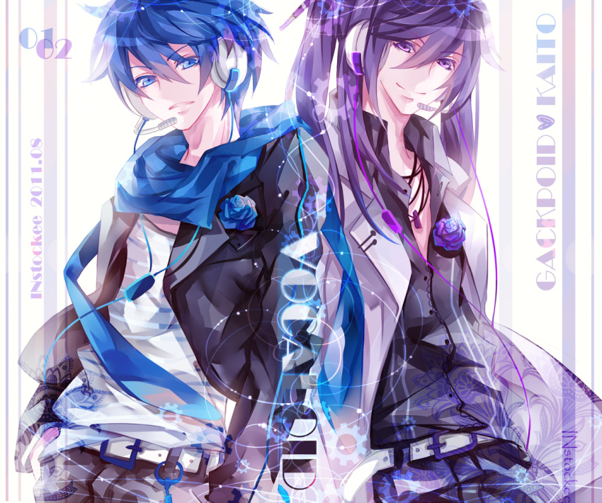 bad_id, belt, blue_eyes, blue_hair, character_name, flower, hair_flower, hair_ornament