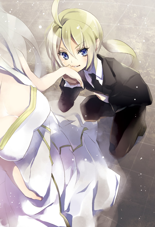 ahoge, blonde_hair, blue_eyes, dress, fate/stay_night, fate/zero, fate_(series), formal