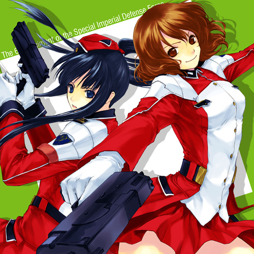 black_hair, blue_eyes, brown_eyes, brown_hair, gloves, gun, lowres, mmcxcircus