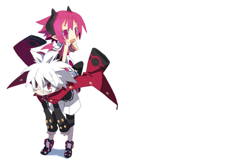 16ban, disgaea, glasses, horns, male, mao_(disgaea), photoshop, pink_eyes, pink_hair, raspberyl, red_eyes, short_hair, white_hair