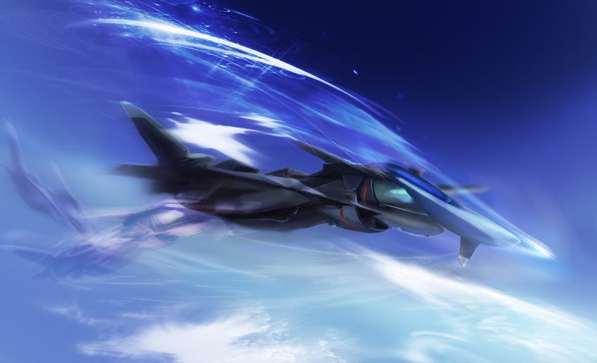 ffr-41mr, fighter_jet, jet, no_humans, sentou_yousei_yukikaze, sky, toi_kotori