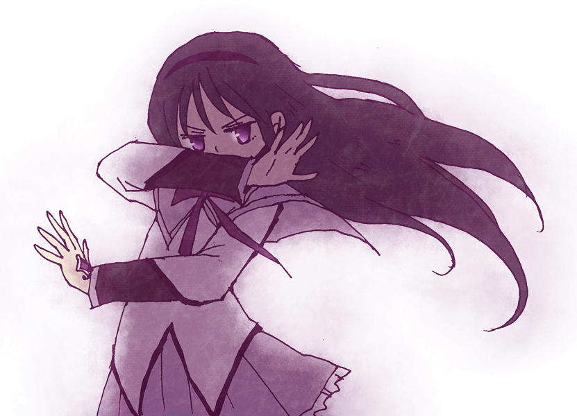 akemi_homura, anmitsu_(magenta), black_hair, hairband, magical_girl, mahou_shoujo_madoka_magica, parody, pose