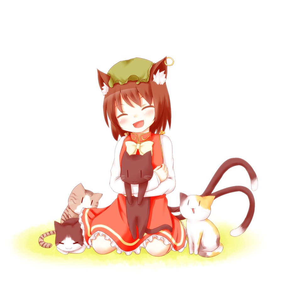 :3, animal_ears, bita, blush, brown_hair, cat, cat_ears, cat_tail