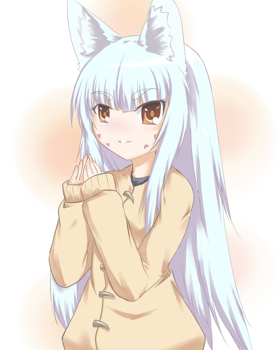 brown_eyes, fox_ears, highres, long_hair, m-wataru, original, white_hair
