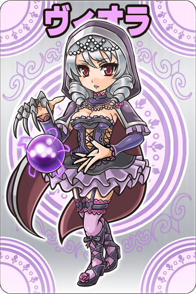 1041_(pixiv), black_legwear, breasts, bustier, cape, capelet, chibi, claw_(weapon)