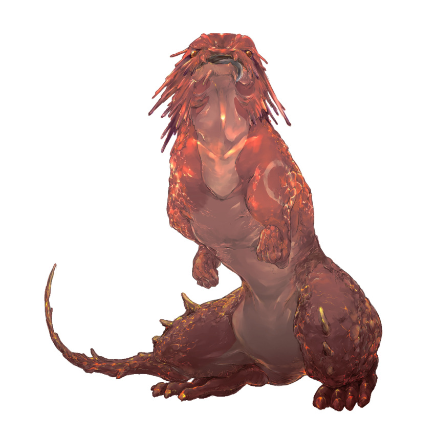 creature, inu_no_esa, monster, no_humans, open_mouth, salamander, shiro_(reptil), simple_background