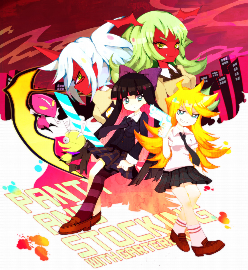 bad_id, blonde_hair, blue_eyes, blue_hair, bow, chuck, chuck_(psg), demon_girl