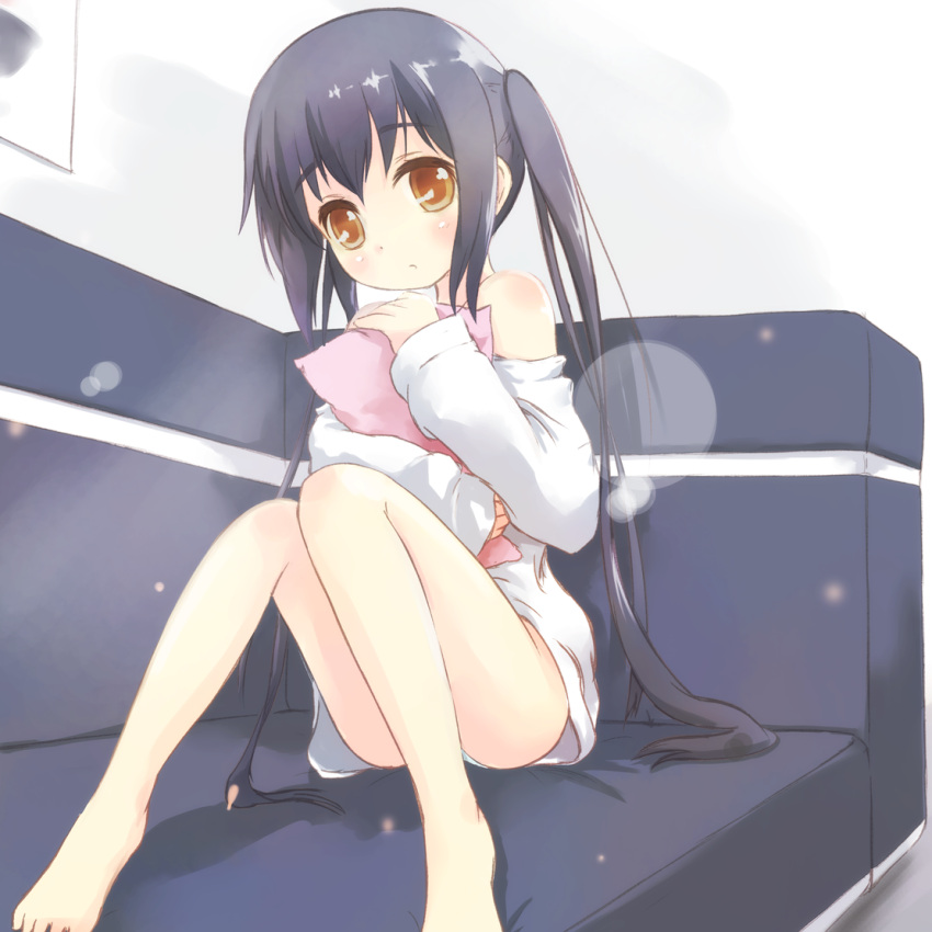 black_hair, brown_eyes, k-on!, kakashi, long_hair, nakano_azusa, solo, twintails
