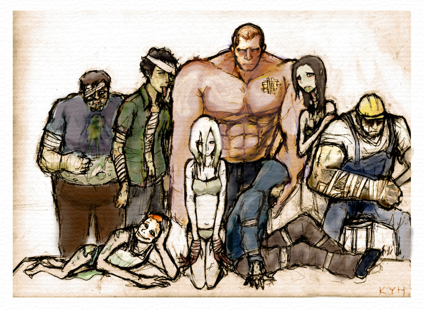 boomer_(left4dead), charger_(left4dead), everyone, hunter_(left4dead), jockey_(left4dead), left_4_dead, left_4_dead_2, orange_hair, smoker_(left4dead), spitter_(left4dead), tank_(left4dead), tongue, white_hair, witch_(left4dead)
