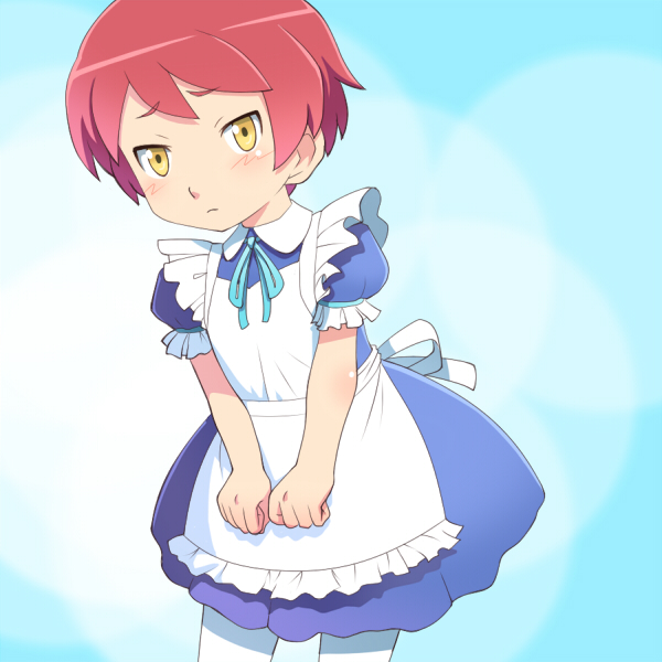 alternate_costume, apron, blush, crossdressinging, desil_galette, enmaided, frills, gundam