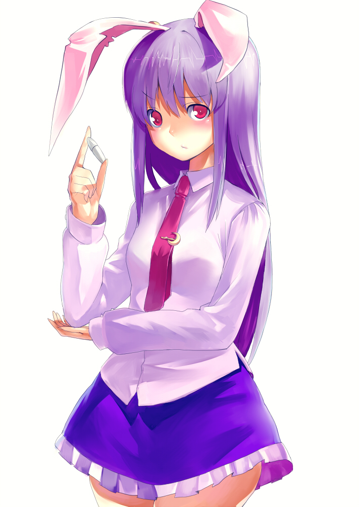 animal_ears, blush, bunny_ears, long_hair, necktie, purple_hair, reisen_udongein_inaba, shirt