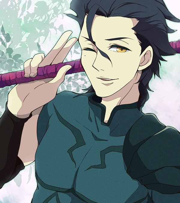 armor, bad_id, black_hair, fate/stay_night, fate/zero, fate_(series), lancer_(fate/zero), male