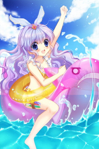 bikini, blue_eyes, blue_hair, bow, circlet, clarice, clarice_altheim, flat_chest