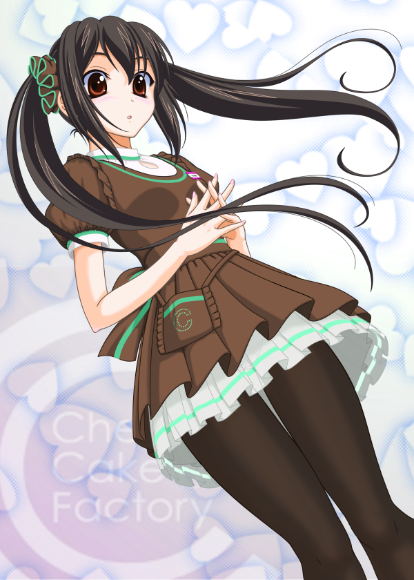 alternate_costume, black_hair, brown_eyes, k-on!, long_hair, nakano_azusa, pantyhose, solo