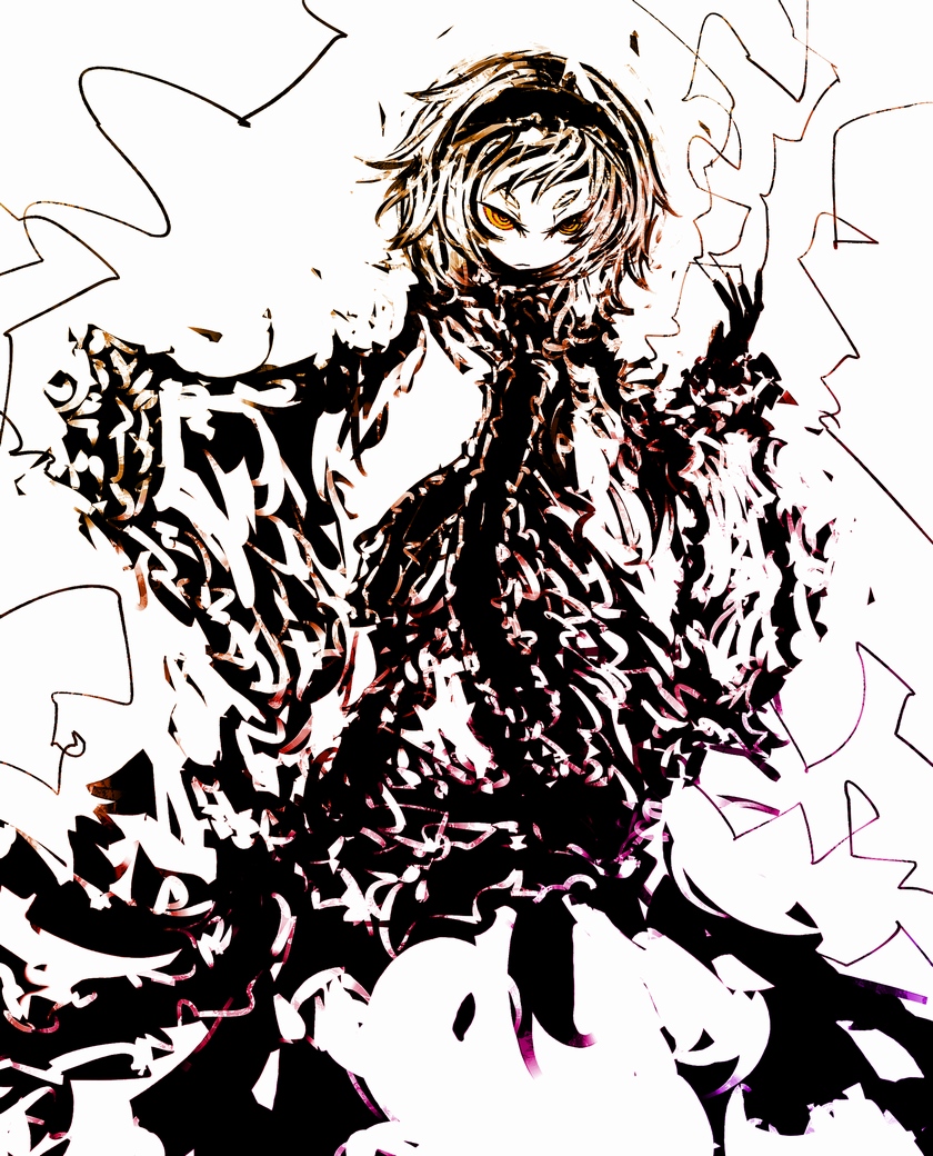 abstract, alice_margatroid, bad_id, dress, f7(eiki), hairband, short_hair, solo